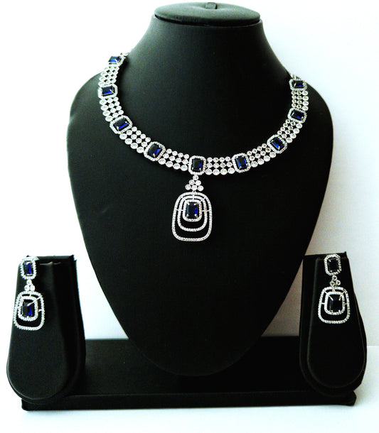 Punisha's Rhodium Necklace: Uncut & American Diamonds