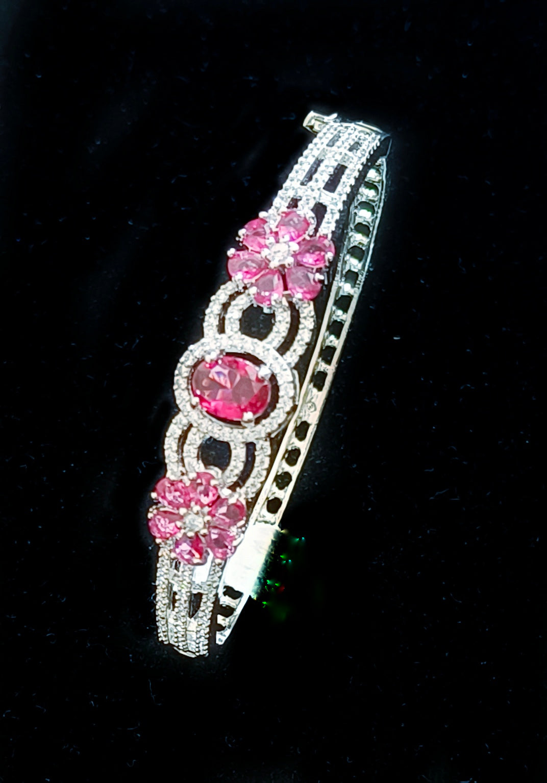 AMERICAN DIAMOND SILVER BRACELET WITH RUBY