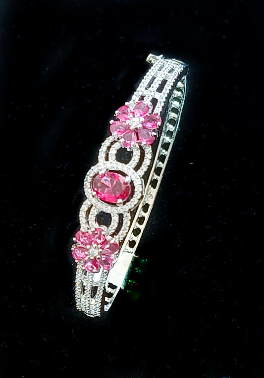 AMERICAN DIAMOND SILVER BRACELET WITH RUBY