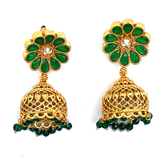 GREE EMARALD SHORT JHUMKIS