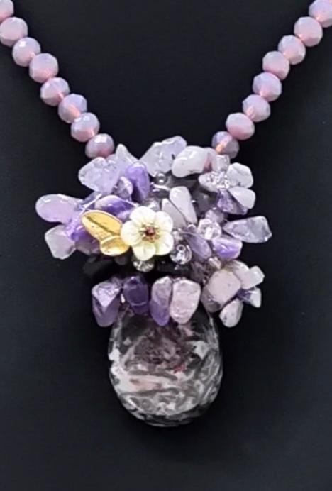 Elegant Uncut Amethyst Mala Necklace