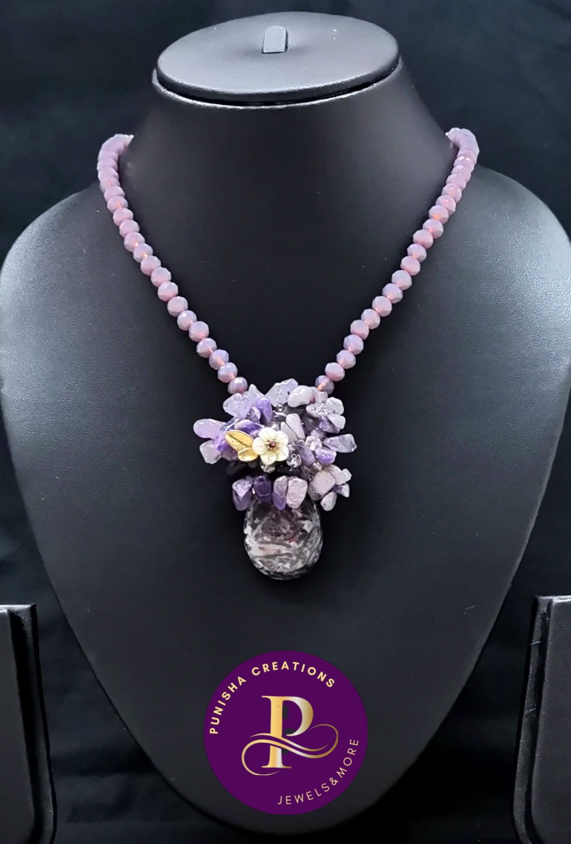 Elegant Uncut Amethyst Mala Necklace
