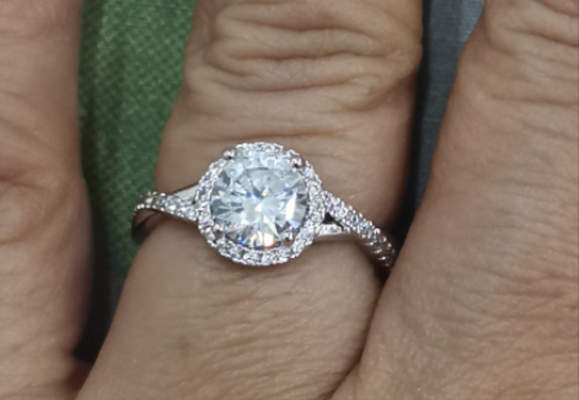 Silver plated solitaire diamond ring