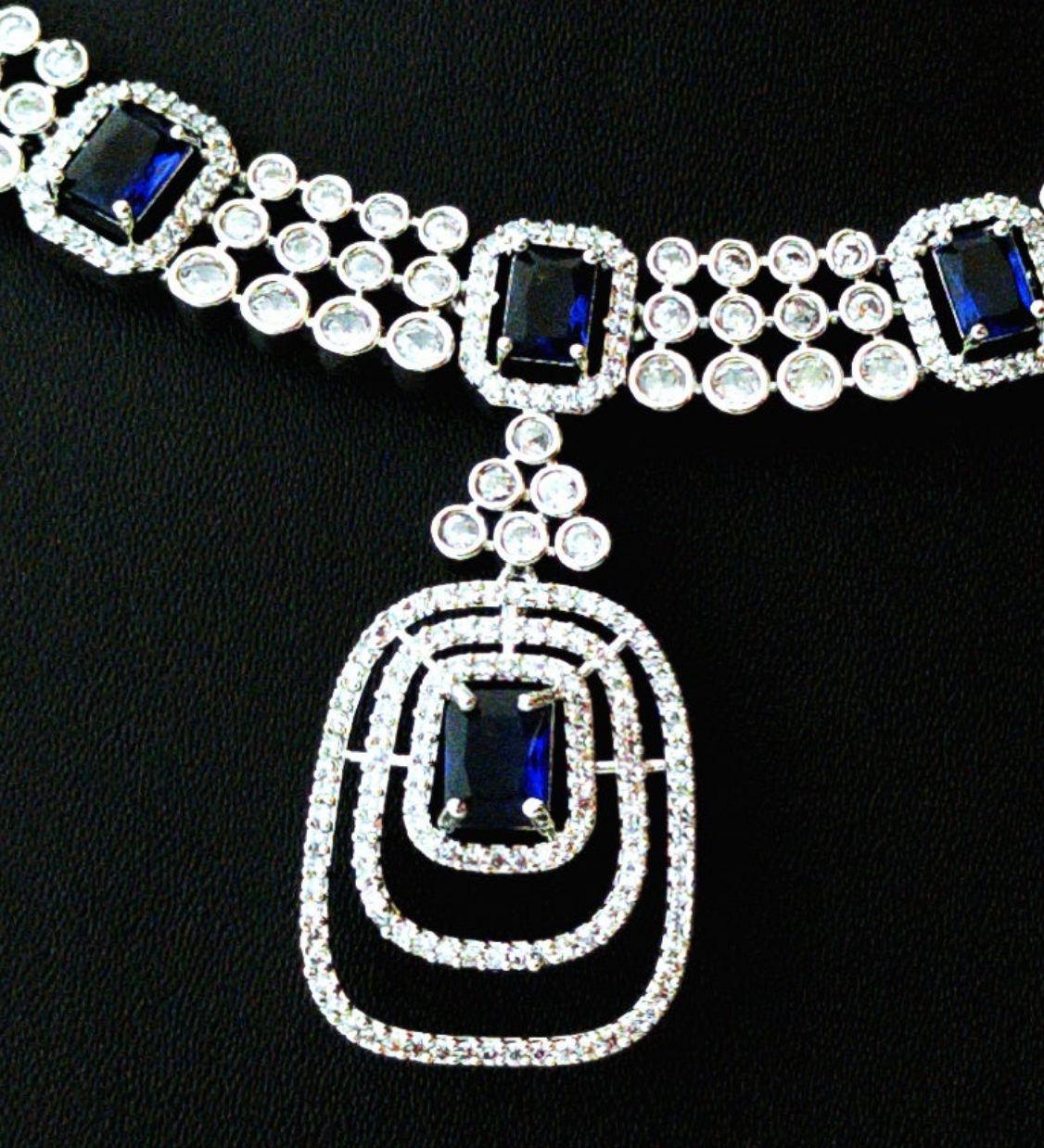 Punisha's Rhodium Necklace: Uncut & American Diamonds