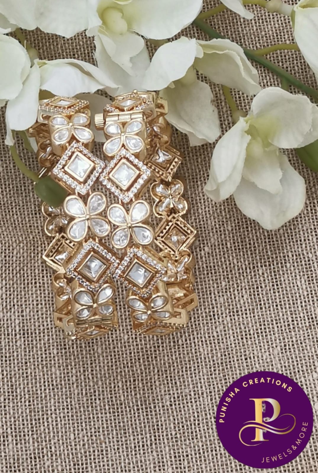 Punisha's Traditional Pachi Kundan Kada Bracelet | Openable Gold Jewelry