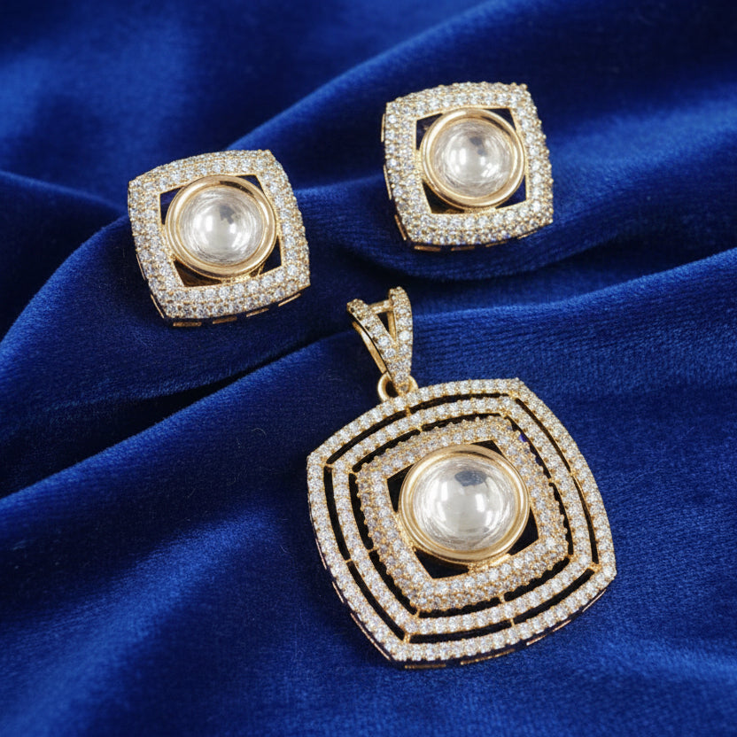 American Diamond n Mosanite pendant set Pds00 644s