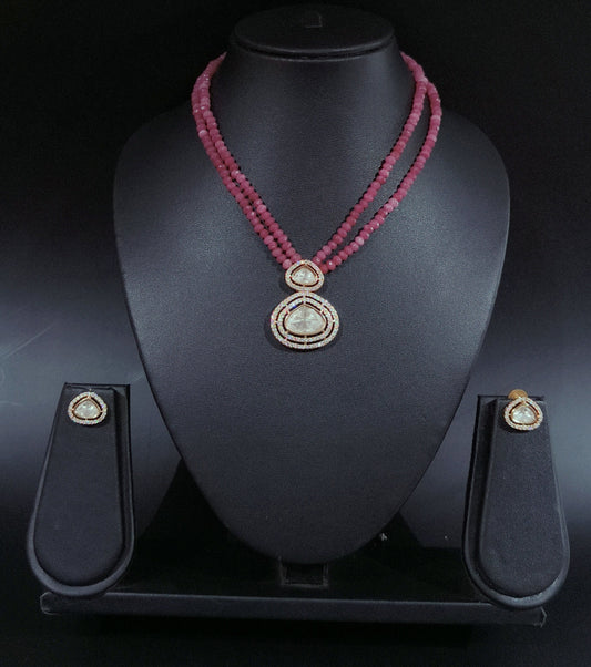 Nck25 17s natural red jade beads necklace set