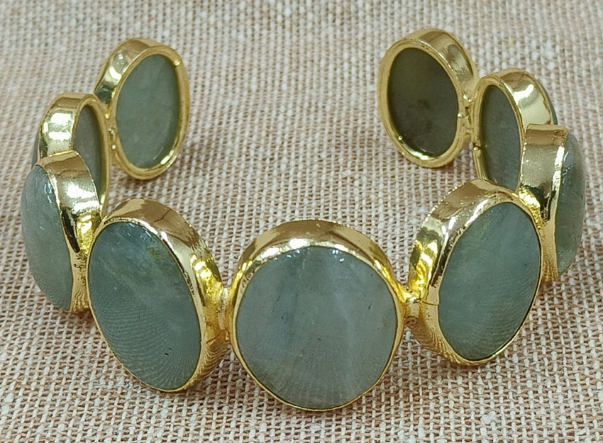 Gold-Plated Chunky Turquoise Statement Bracelet by Punisha Creations