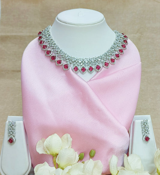 SILVER RUBY NECKLACE