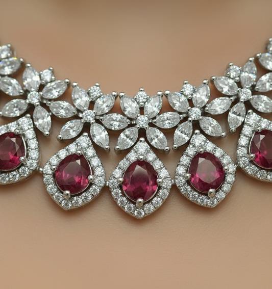 SILVER RUBY NECKLACE