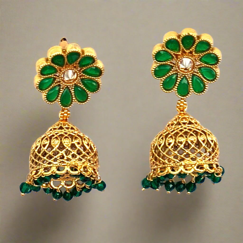 GREE EMARALD SHORT JHUMKIS