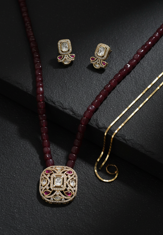 Royal Ruby kundan mala set Nck26 85