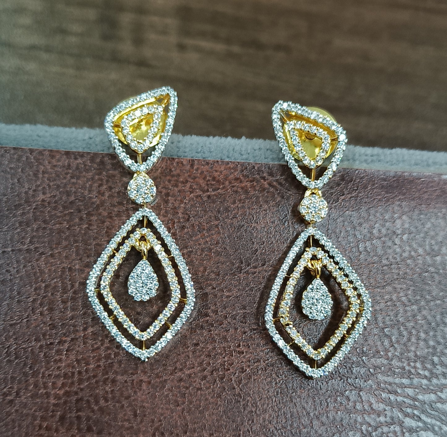 Gold plated western AD earrings