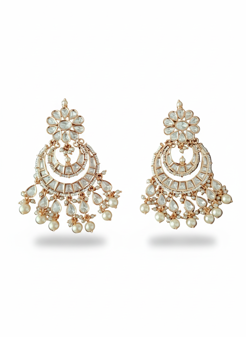 Dangling Polki Kundan chand earings EAR25 360