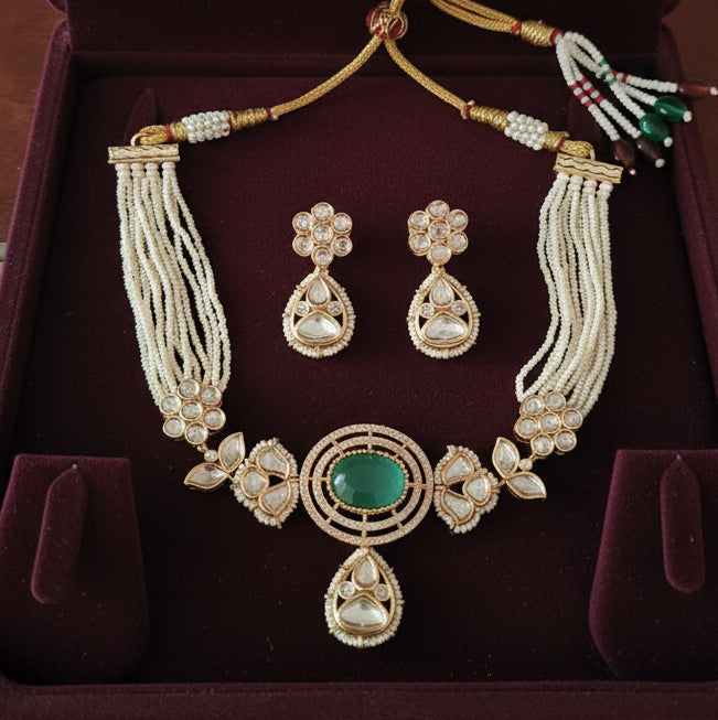Valenci pearl and polki Kundan necklace NCK25 361
