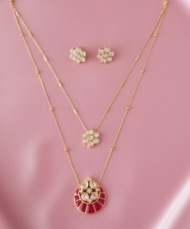 Polki Kundan pendant set with Meenakari CPDS25 370