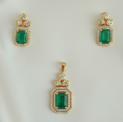 Emerald n Polki pendant set PDS25 375