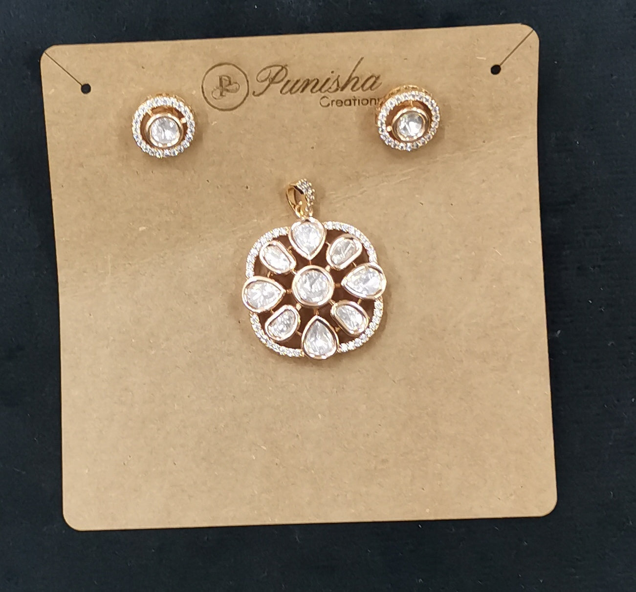Polki pendent set with mint stones pds26 131