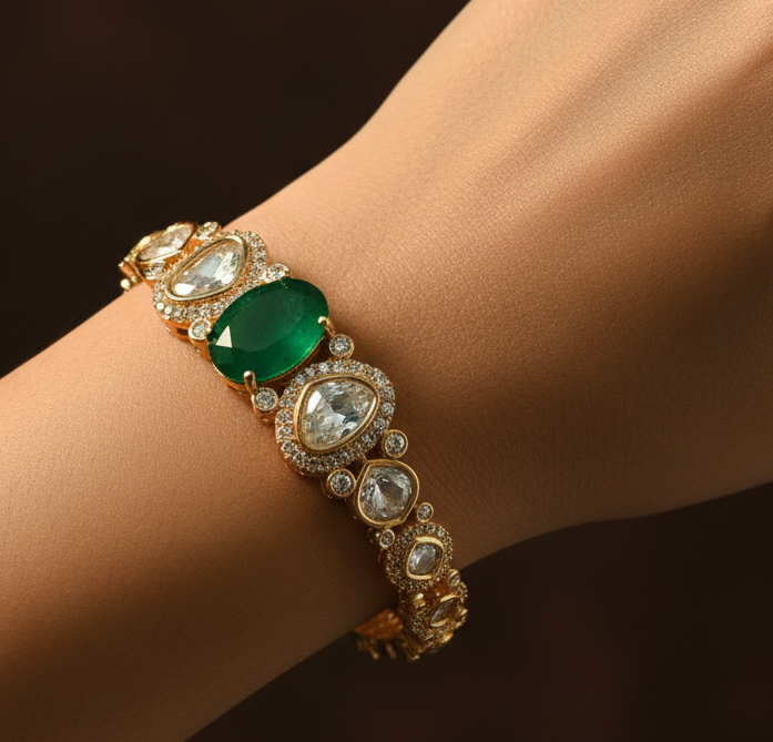 Polki Kundan with Emerald/Ruby AD royal bracelets