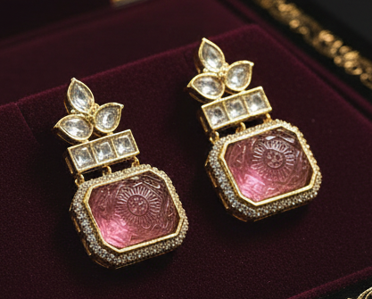 Ruby Kundan Earrings for events