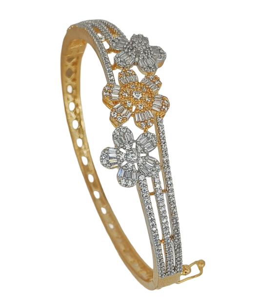 Brc25 7s Radiant Blooms Pave & Baguette Stone Bracelet