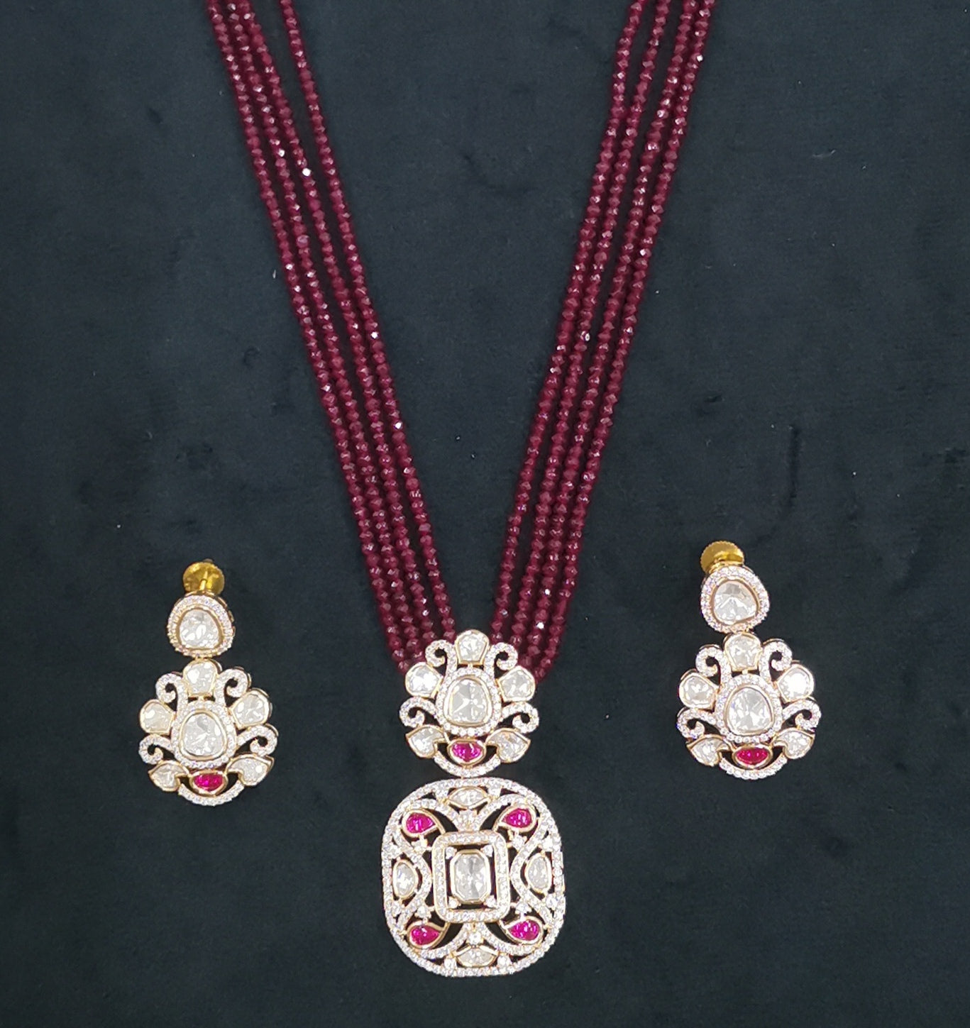 Ruby Kundan Mala Nck25 317