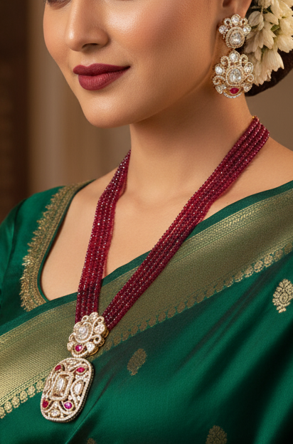 Ruby Kundan Mala Nck25 317