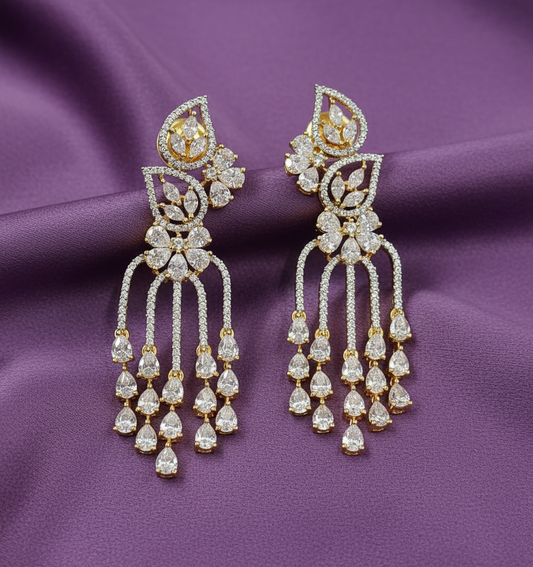 Gold Plated AD earrings for evening parties.