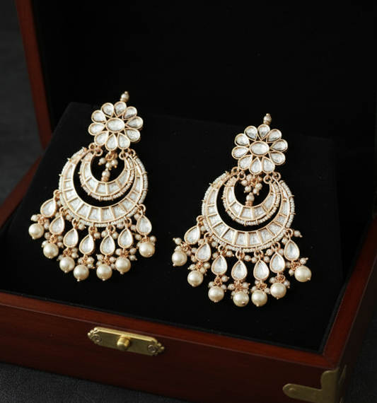 Dangling Polki Kundan chand earings EAR25 360