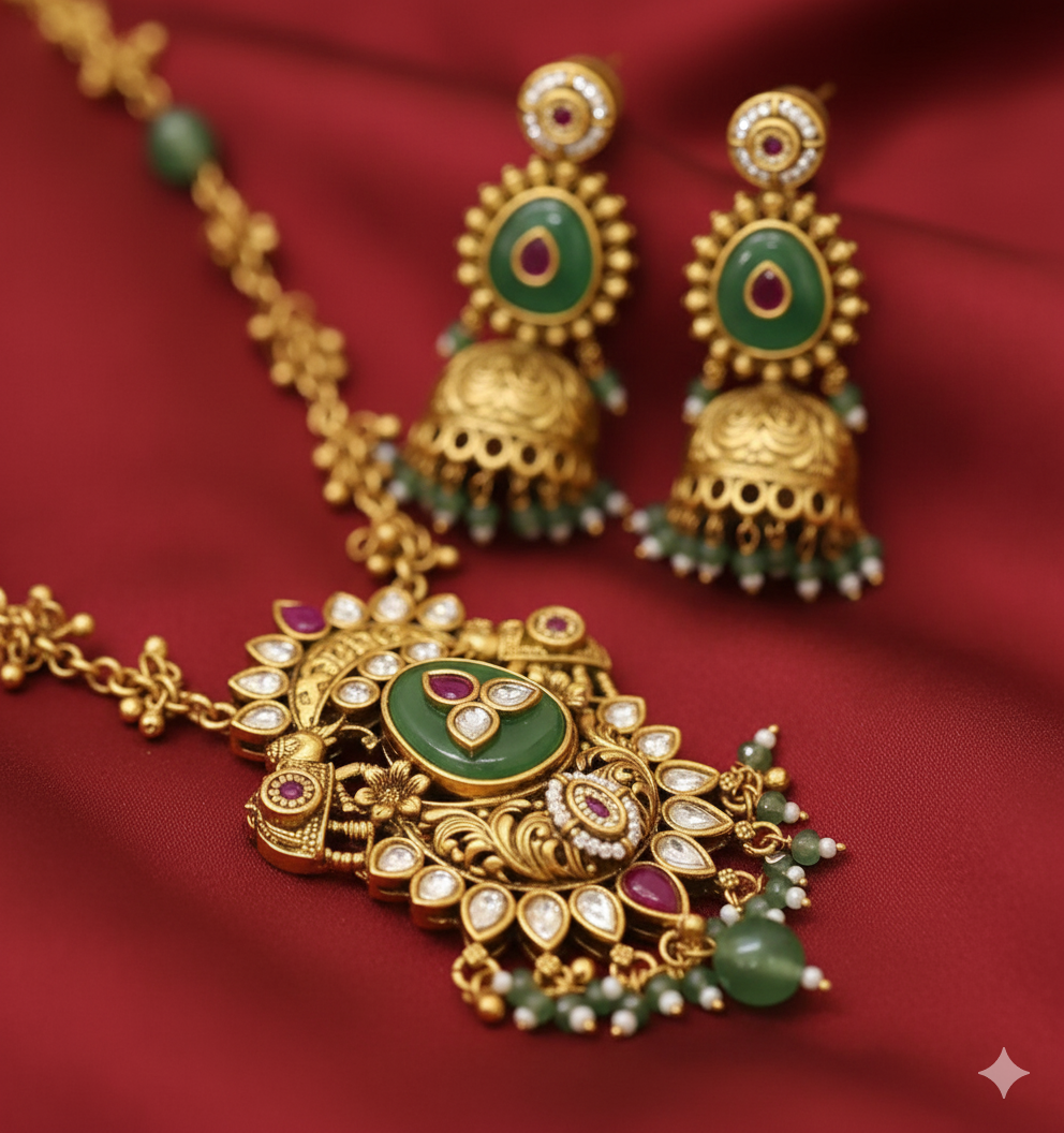 Nck25 291 The Jodhpur Royal Kundan & Bead Set