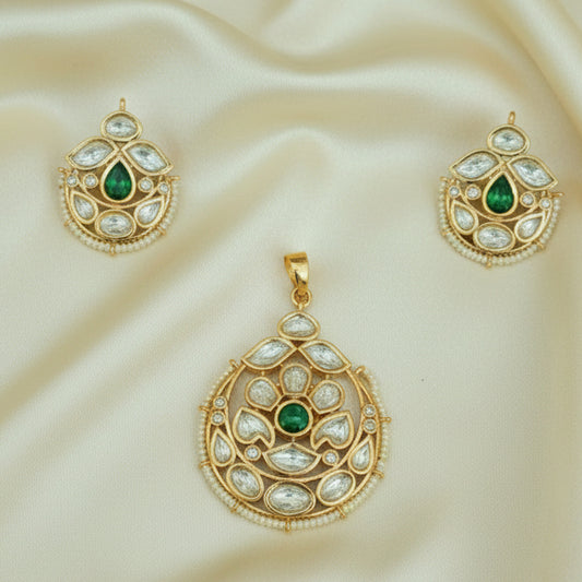 Rajwadi Polki Kundan pendant set Pds25 362