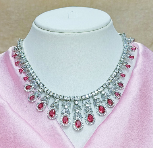 AD POLKI RUBY HANGING NECKLACE SET