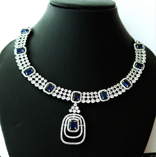 Punisha's Rhodium Necklace: Uncut &  American Diamonds