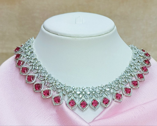 SILVER RUBY NECKLACE