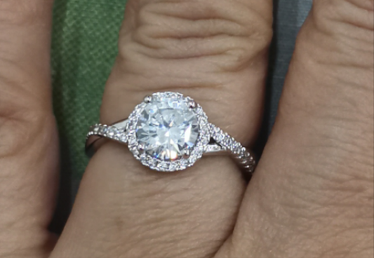 Silver plated solitaire diamond ring 