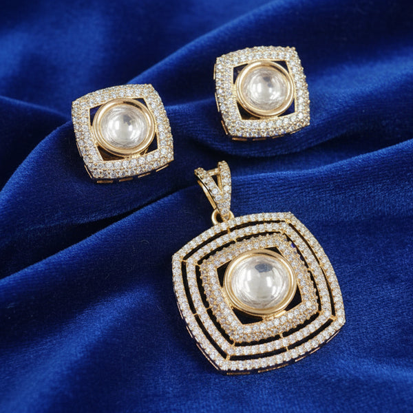 American Diamond n Mosanite pendant set Pds00 644s