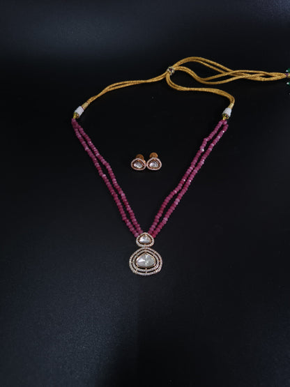 Nck25 17s natural red jade beads necklace set