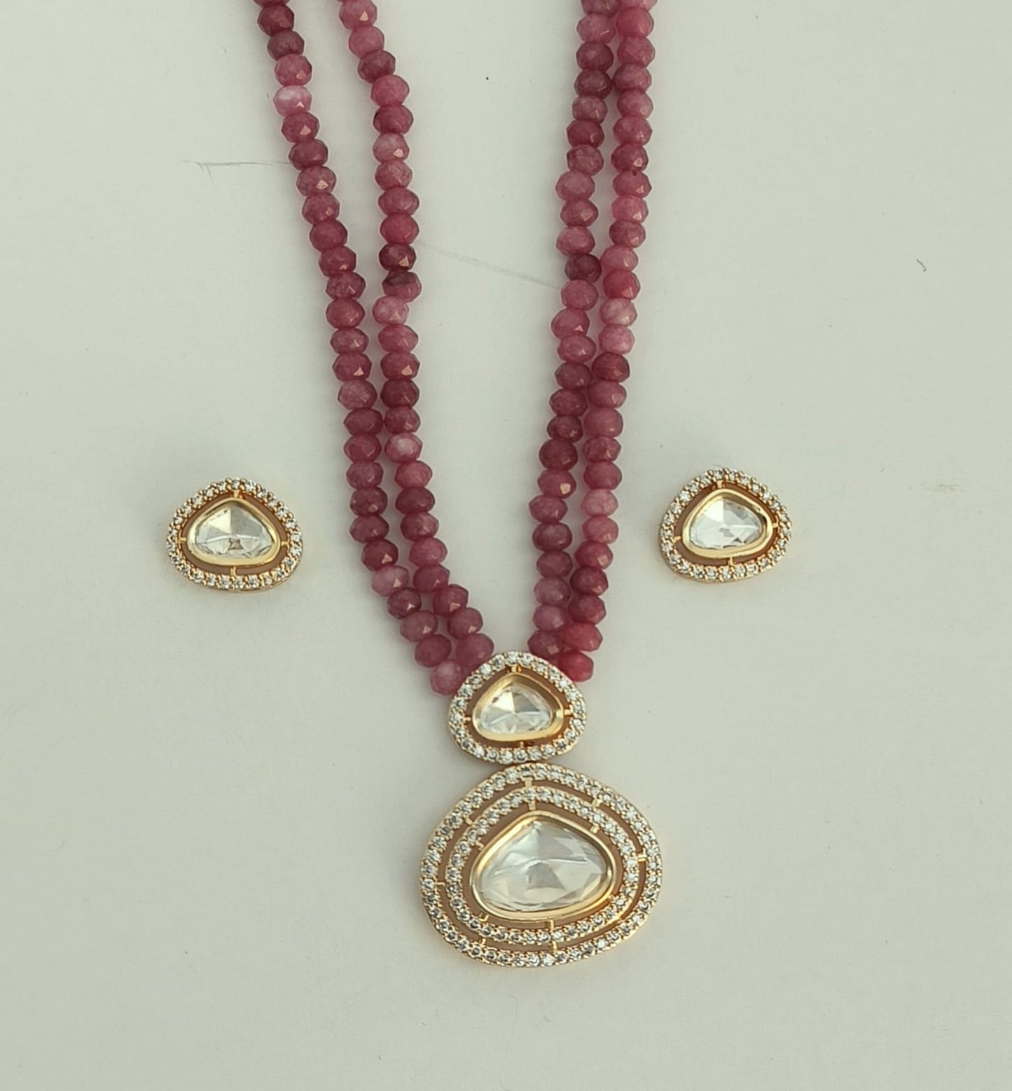 Nck25 17s natural red jade beads necklace set