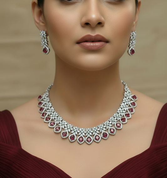 SILVER RUBY NECKLACE