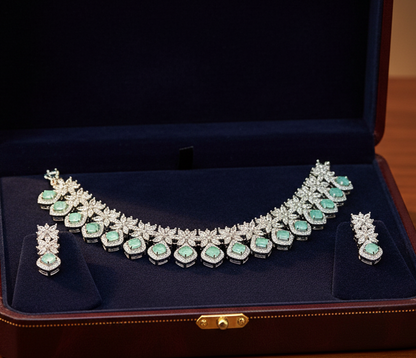 SILVER MINT FULL SEMI CHOKER NECKLACE
