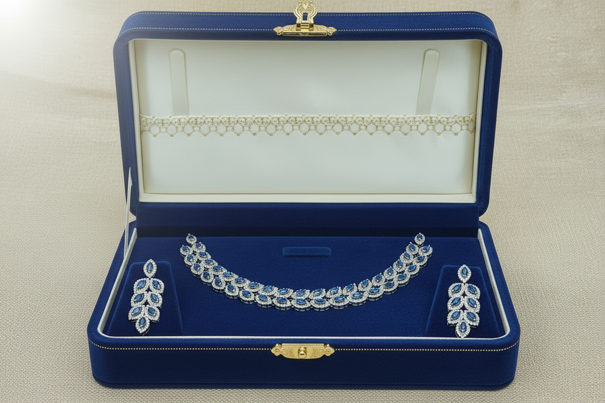 SILVER BLUE SAPHIRE SEQUNCE NECKLACE