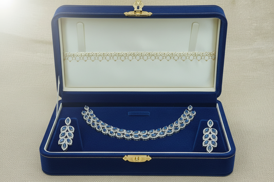 SILVER BLUE SAPHIRE SEQUNCE NECKLACE