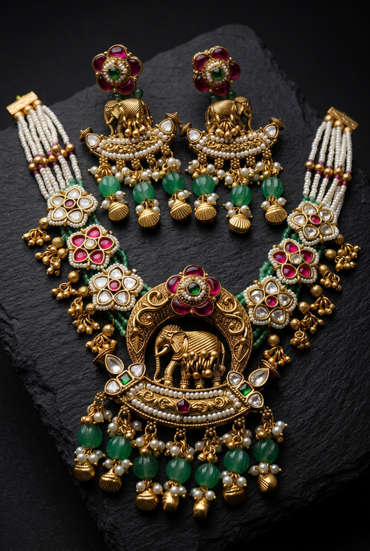Nck00 636s The Maharani's Gajraj Beaded Elegance