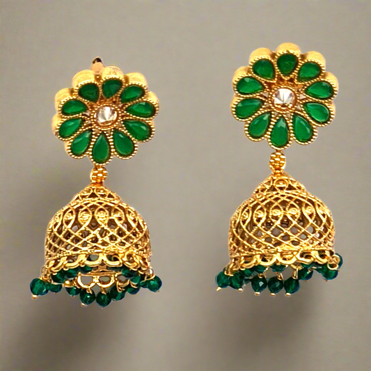 GREE EMARALD SHORT JHUMKIS