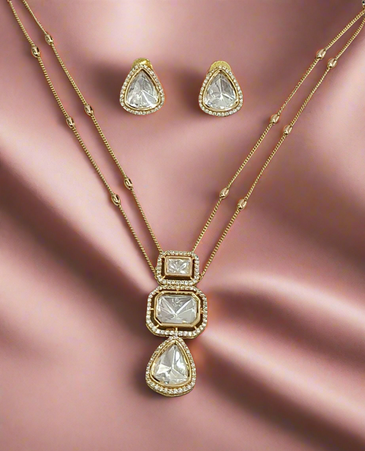 CPDS00 225s pachi kundan chain pendant set