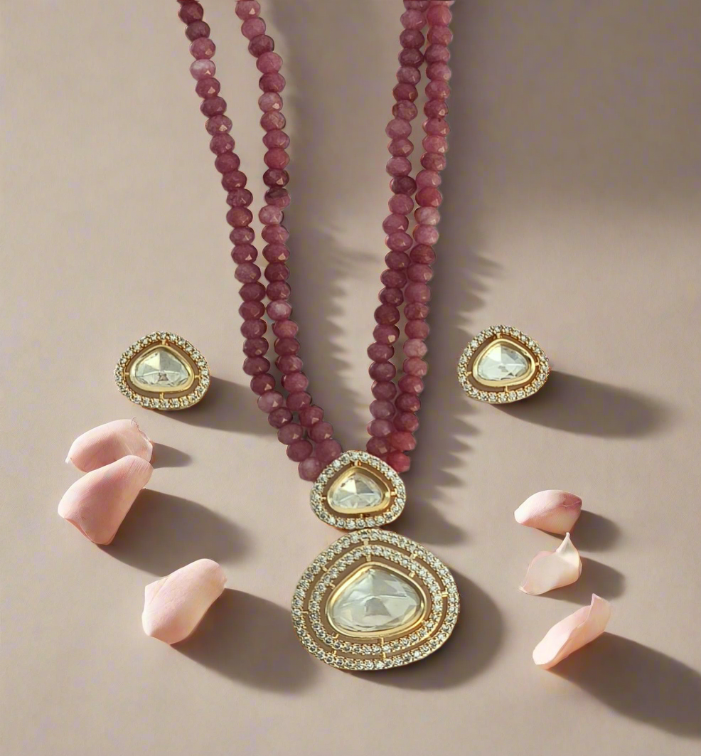 Nck25 17s natural red jade beads necklace set