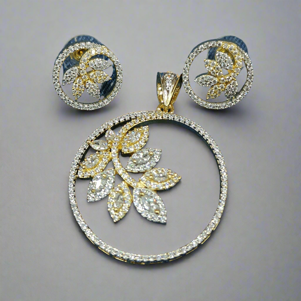 AD stone two tone western pendant set PDS00 511