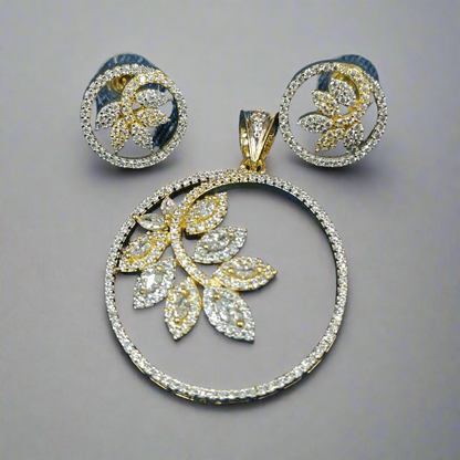 AD stone two tone western pendant set PDS00 511