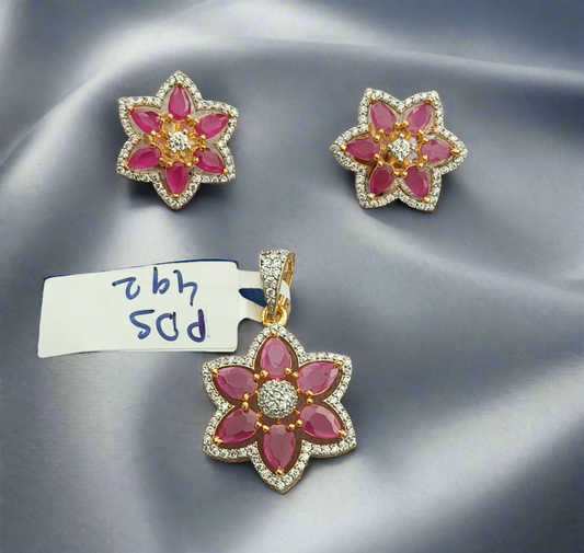 Pds00 492s Ruby kundan AD pendant set
