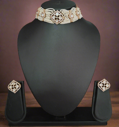 Nck25 248 Royal Pearl & Kundan Choker Set